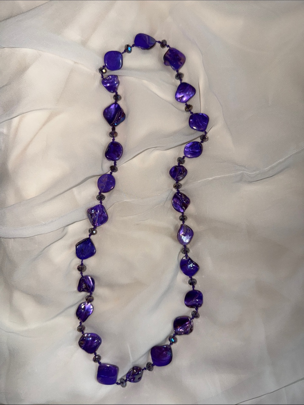 Purple Color Beaded Long Necklace 32 inch - Women Jewelry